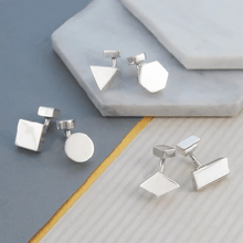 Load image into Gallery viewer, Handmade Sterling Silver Mixed Cufflinks - Pobjoy Diamonds