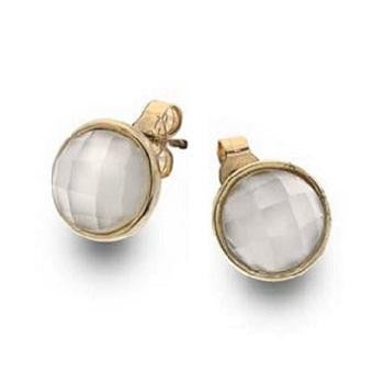 9K Yellow Gold & Moonstone Stud Earrings - Pobjoy Diamonds