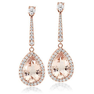 18K Gold & Morganite 8.30 Carat Diamond Drop Earrings
