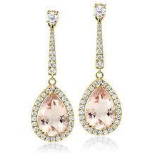 Load image into Gallery viewer, 18K Gold &amp; Morganite 8.30 Carat Diamond Drop Earrings - Pobjoy Diamonds