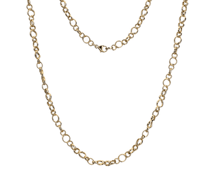 9 Carat Yellow Gold Ladies Mixed Link Necklace-Pobjoy Diamonds