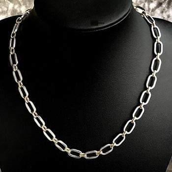9K Yellow Gold & Sterling Silver Ladies Oval Link Necklace - Pobjoy Diamonds