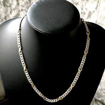 9K Yellow Gold & Sterling Silver Infinity Link Necklace