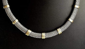 9K Yellow Gold & Sterling Silver Collar Necklace - Pobjoy Diamonds