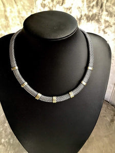 9K Yellow Gold & Sterling Silver Collar Necklace - Pobjoy Diamonds