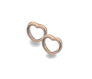 9K Rose Gold Curved Heart Stud Earrings - Pobjoy Diamonds