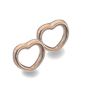 9K Rose Gold Curved Heart Stud Earrings - Pobjoy Diamonds