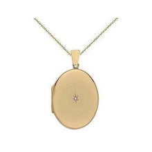 Load image into Gallery viewer, 9K Yellow Gold &amp; Star Set Diamond Ladies Small Oval Locket - Pobjoy Diamonds