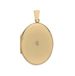 9K Yellow Gold & Star Set Diamond Ladies Small Oval Locket - Pobjoy Diamonds