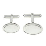 Sterling Silver Oval Bar Cufflinks - Pobjoy Diamonds