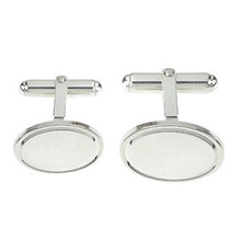 Load image into Gallery viewer, Sterling Silver Oval Bar Cufflinks - Pobjoy Diamonds