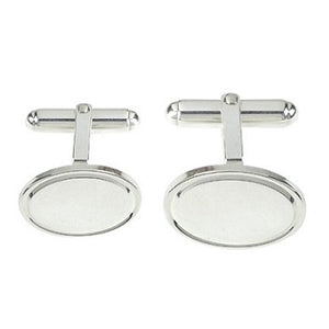 Sterling Silver Oval Bar Cufflinks - Pobjoy Diamonds
