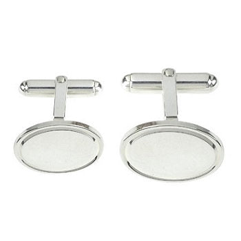 Sterling Silver Oval Bar Cufflinks - Pobjoy Diamonds