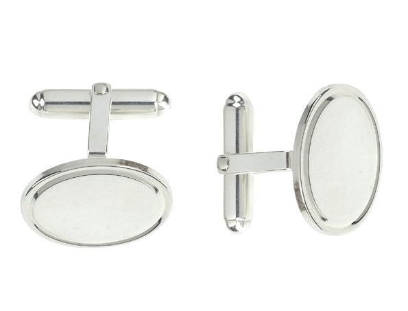 Sterling Silver Oval Bar Cufflinks - Pobjoy Diamonds