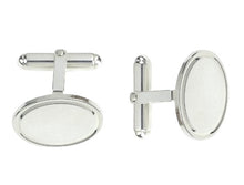 Load image into Gallery viewer, Sterling Silver Oval Bar Cufflinks - Pobjoy Diamonds