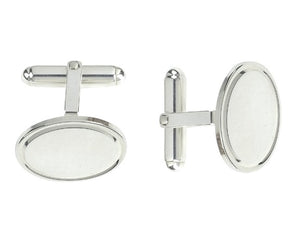 Sterling Silver Oval Bar Cufflinks - Pobjoy Diamonds