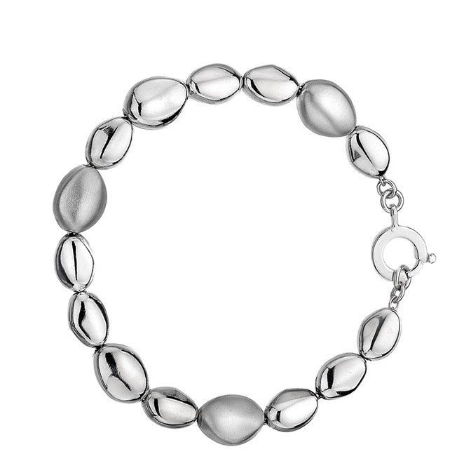 Smooth & Brushed Sterling Silver Bracelet - Pobjoy Diamonds