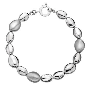 Smooth & Brushed Sterling Silver Bracelet - Pobjoy Diamonds