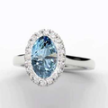 18K Gold Oval Cut Fancy Vivid  Blue Lab Grown Diamond Ring - Pobjoy Diamonds
