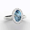 18K Gold Oval Cut Fancy Vivid Blue Lab Grown Diamond Ring - Pobjoy Diamonds