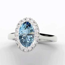 Load image into Gallery viewer, 18K Gold Oval Cut Fancy Vivid Blue Lab Grown Diamond Ring - Pobjoy Diamonds