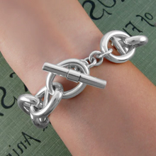 Load image into Gallery viewer, Handmade Large Chunky Sterling Silver Oval Link Ladies Bracelet-Pobjoy Diamonds