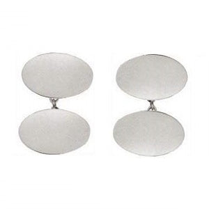 Sterling Silver Oval Double Chain Link Cufflinks - Pobjoy Diamonds