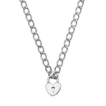 Sterling Silver Large Curb Link Padlock Neck Chain-Pobjoy Diamonds in Surrey