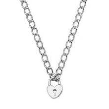 Load image into Gallery viewer, Sterling Silver Large Curb Link Padlock Neck Chain-Pobjoy Diamonds in Surrey