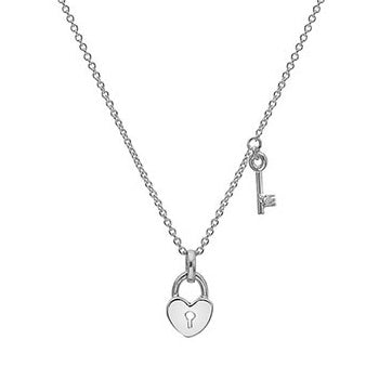 Sterling Silver Padlock & Key Charm Pendant & Necklace - Pobjoy Diamonds