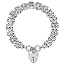 Load image into Gallery viewer, Sterling Silver Ladies Panther Padlock Bracelet - Pobjoy Diamonds
