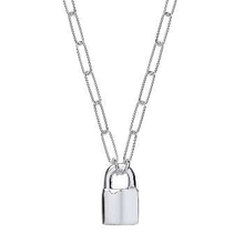 Load image into Gallery viewer, Sterling Silver Paperclip &amp; Padlock Necklace - Pobjoy Diamonds