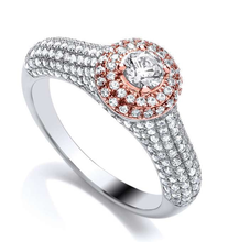 Load image into Gallery viewer, White Gold Or Platinum &amp; Rose Gold Round Brilliant Cut Diamond Ring - Pobjoy Diamonds