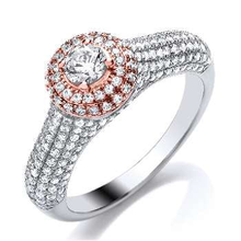 Load image into Gallery viewer, White Gold Or Platinum &amp; Rose Gold Round Brilliant Cut Diamond Ring - Pobjoy Diamonds