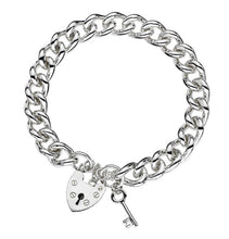 Load image into Gallery viewer, Sterling Silver Heavy Curb Link Padlock Bracelet - Pobjoy Diamonds