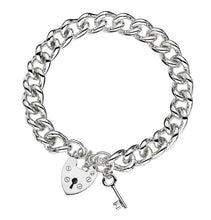 Load image into Gallery viewer, Sterling Silver Heavy Curb Link Padlock Bracelet - 7mm - Pobjoy Diamonds