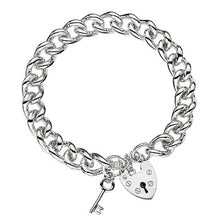 Load image into Gallery viewer, Sterling Silver Heavy Curb Link Padlock Bracelet - 7mm - Pobjoy Diamonds