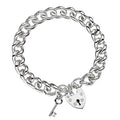 Sterling Silver Heavy Curb Link Padlock Bracelet - 7mm - Pobjoy Diamonds