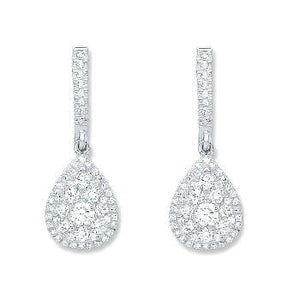 18K White Gold 0.75 CTW Diamond Pear Drop Earrings G-H/Si - Pobjoy Diamonds