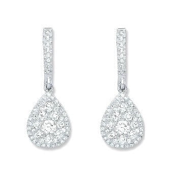 18K White Gold 0.75 CTW Diamond Pear Drop Earrings G-H/Si - Pobjoy Diamonds