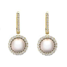 Load image into Gallery viewer, 9K Gold 0.40 Carat Pearl &amp; Diamond Earrings - Pobjoy Diamonds