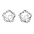 9K White Gold Diamond & Pearl Stud Earrings 0.17 CTW - Pobjoy Diamonds
