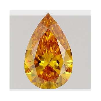 Fancy Vivid Yellow Orange Pear Cut Lab Grown Diamond 1.14 Carat VS1 - Pobjoy Diamonds