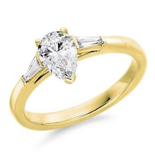 Load image into Gallery viewer, Custom Pear Cut &amp; Side Baguette Diamond Engagement Ring 1.00 &amp; 1.20 Carat - Pobjoy Diamonds