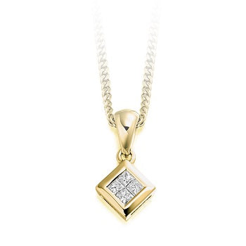 9K Yellow Gold Diamond Drop Pendant 0.15 CTW - Pobjoy Diamonds