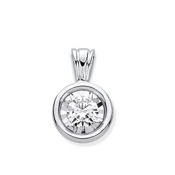 9K Gold Rubover Set Lab Grown Diamond Pendant & Neck Chain - 0.70 Carat F/VS2 - Pobjoy Diamonds