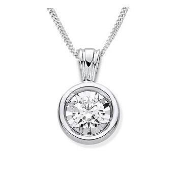 9K Gold Rubover Set Lab Grown Diamond Pendant & Neck Chain - 0.70 Carat F/VS2 - Pobjoy Diamonds