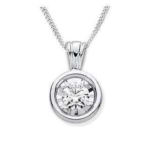 9K Gold Rubover Set Lab Grown Diamond Pendant & Neck Chain - 0.70 Carat F/VS2 - Pobjoy Diamonds