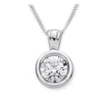 9K Gold Rubover Set Lab Grown Diamond Pendant & Neck Chain - 0.40 Carat F/VS2 - Pobjoy Diamonds