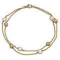 9K Yellow Gold Sphere & Pearl Ladies Bracelet - Pobjoy Diamonds